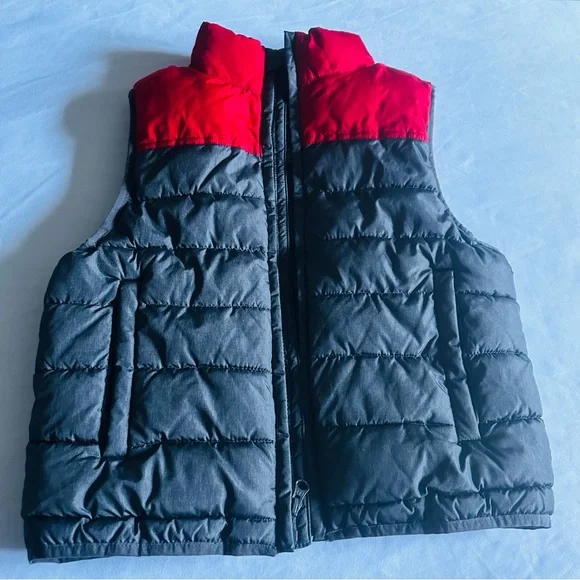 Boys Puffer Vest gap kids zip up jacket coat red and gray size large - Picture 1 of 7